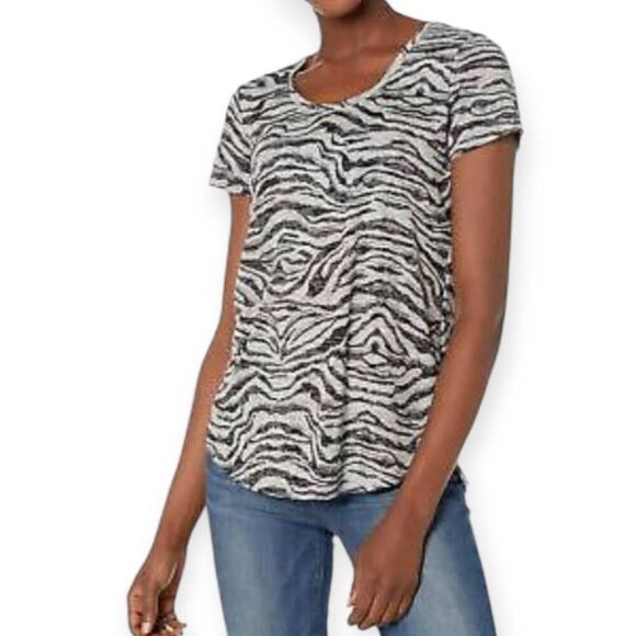 VINCE CAMUTO GRAY & BLACK ANIMAL-PRINT TEE-SHIRT SZ.L EUC. - Picture 1 of 6